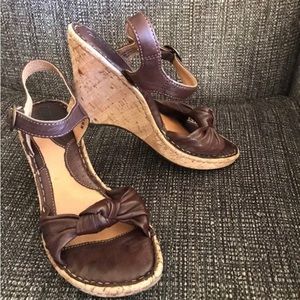 Cork heal Leather Born sandals